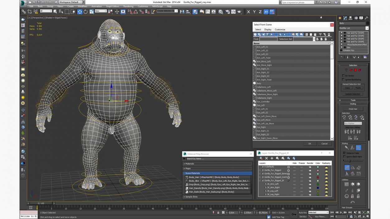 3D Gorilla Fur Rigged model