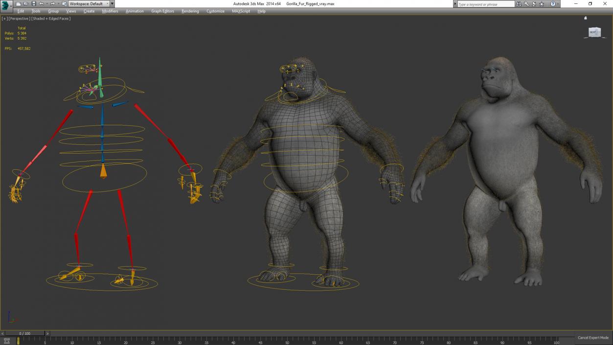 3D Gorilla Fur Rigged model