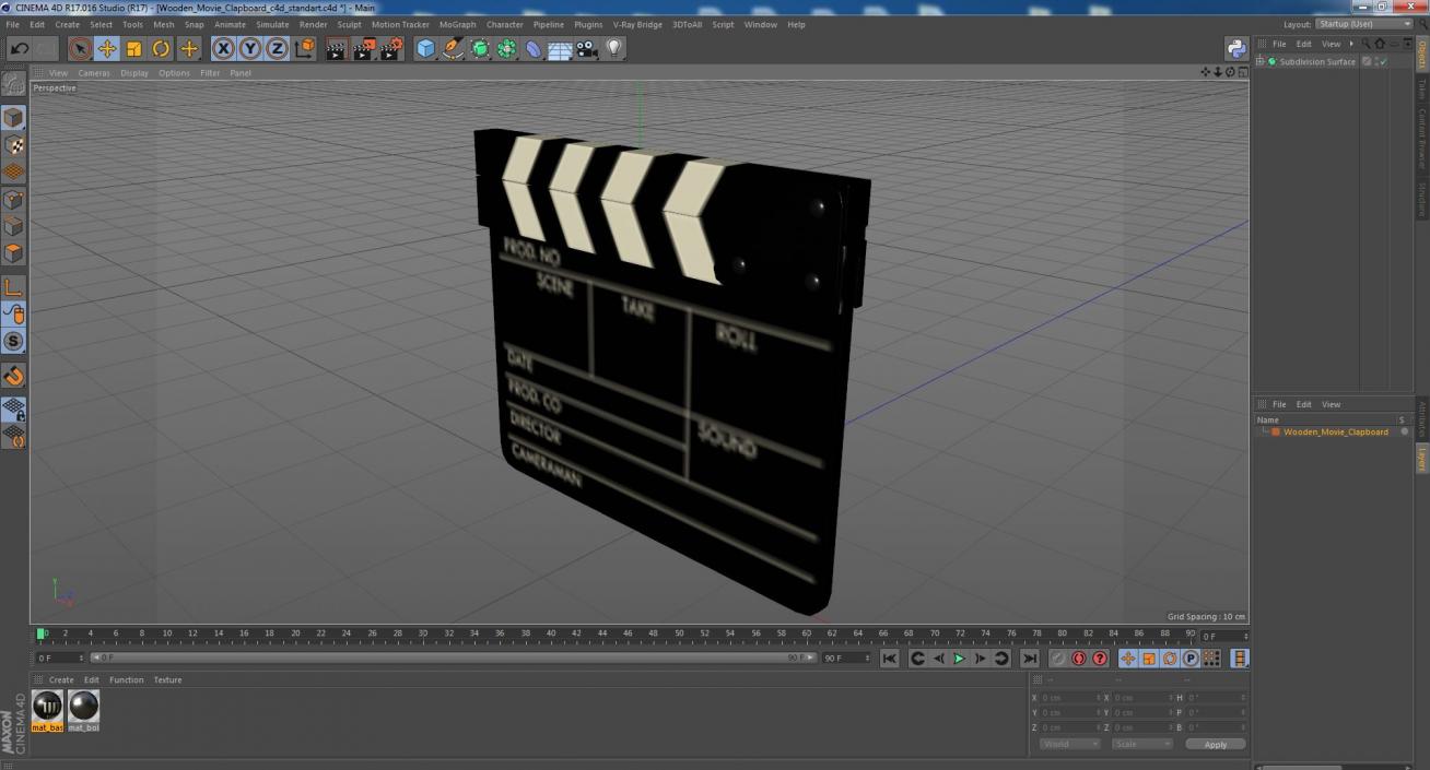 Wooden Movie Clapboard 3D