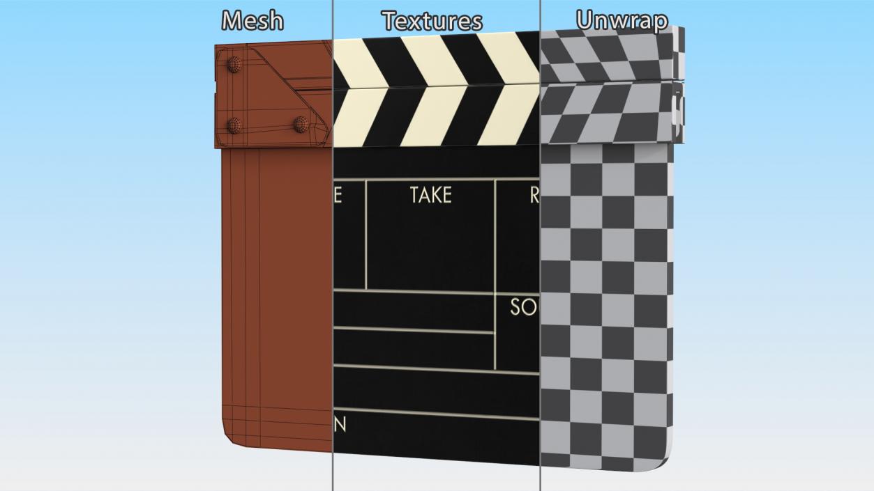 Wooden Movie Clapboard 3D