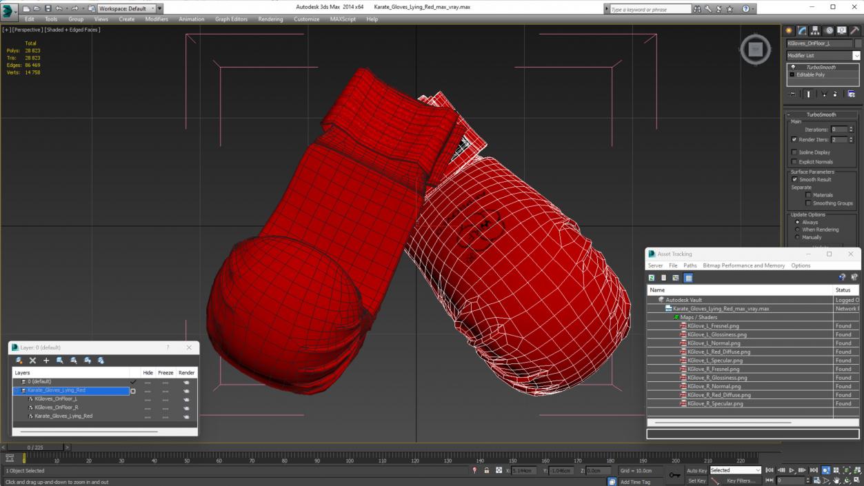 3D Karate Gloves Lying Red model