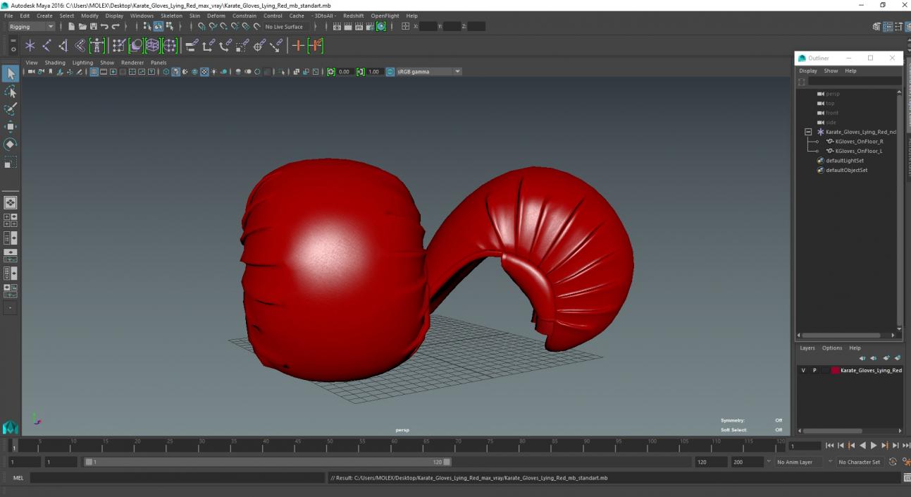 3D Karate Gloves Lying Red model