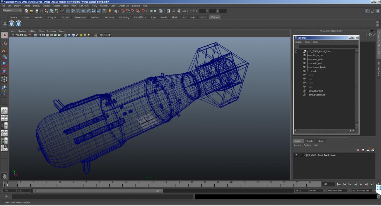 3D model US WWII Aerial Bomb Little Boy