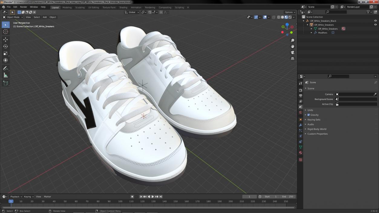 Off White Sneakers Black 3D model