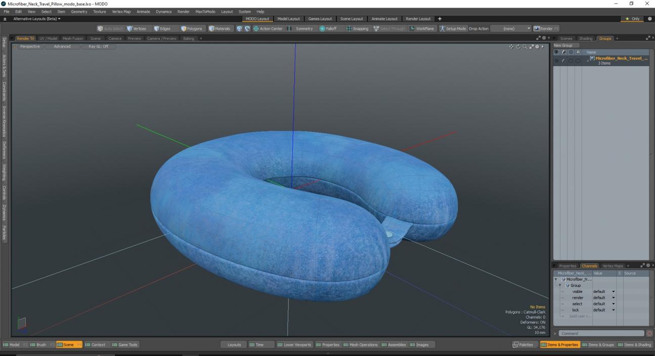 Microfiber Neck Travel Pillow 3D model