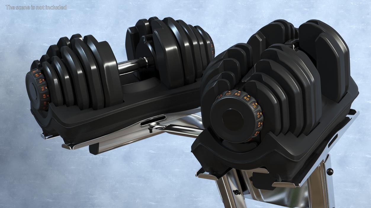 Fast Adjusting Dial Dumbbell with Rack Set 3D