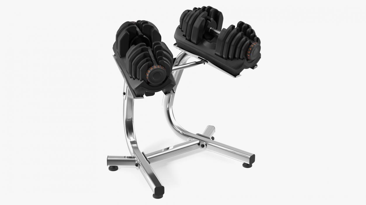 Fast Adjusting Dial Dumbbell with Rack Set 3D