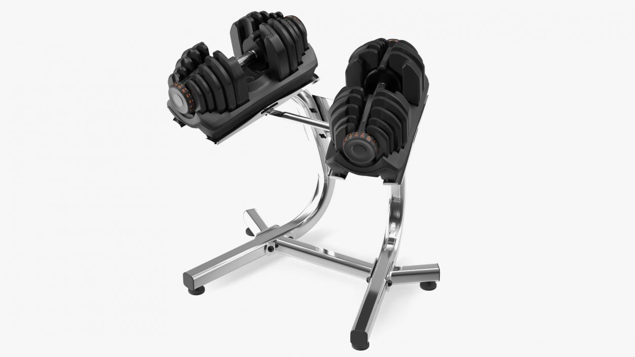 Fast Adjusting Dial Dumbbell with Rack Set 3D