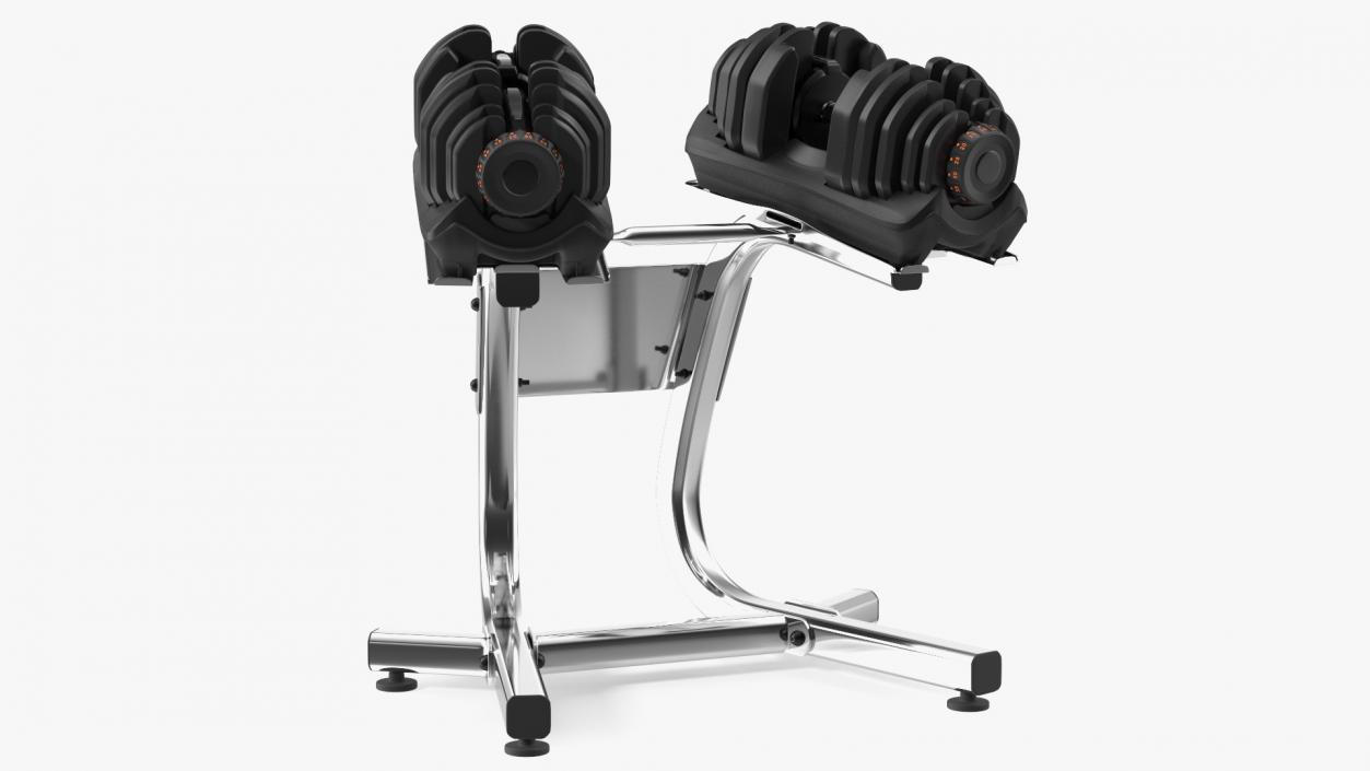 Fast Adjusting Dial Dumbbell with Rack Set 3D