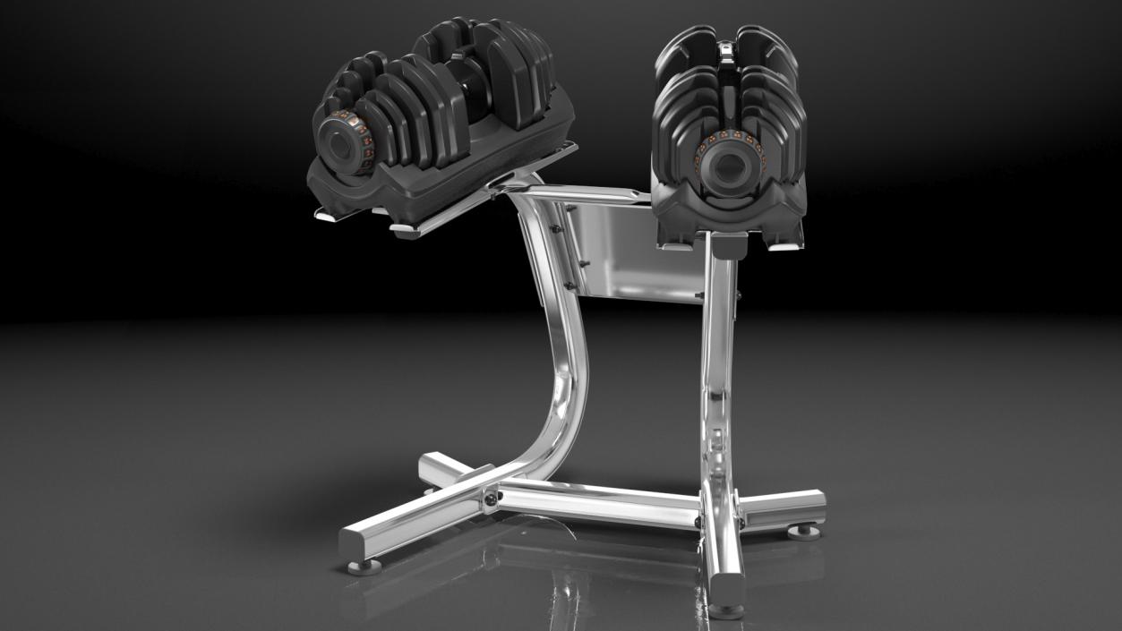 Fast Adjusting Dial Dumbbell with Rack Set 3D