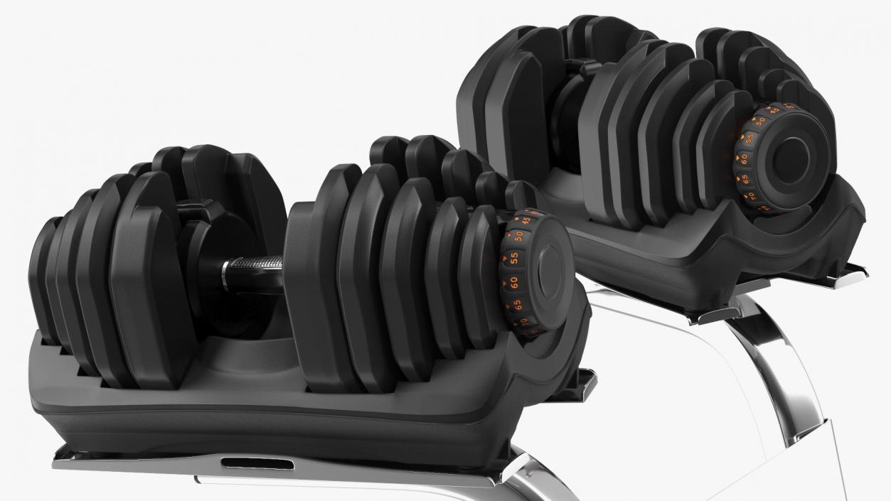 Fast Adjusting Dial Dumbbell with Rack Set 3D