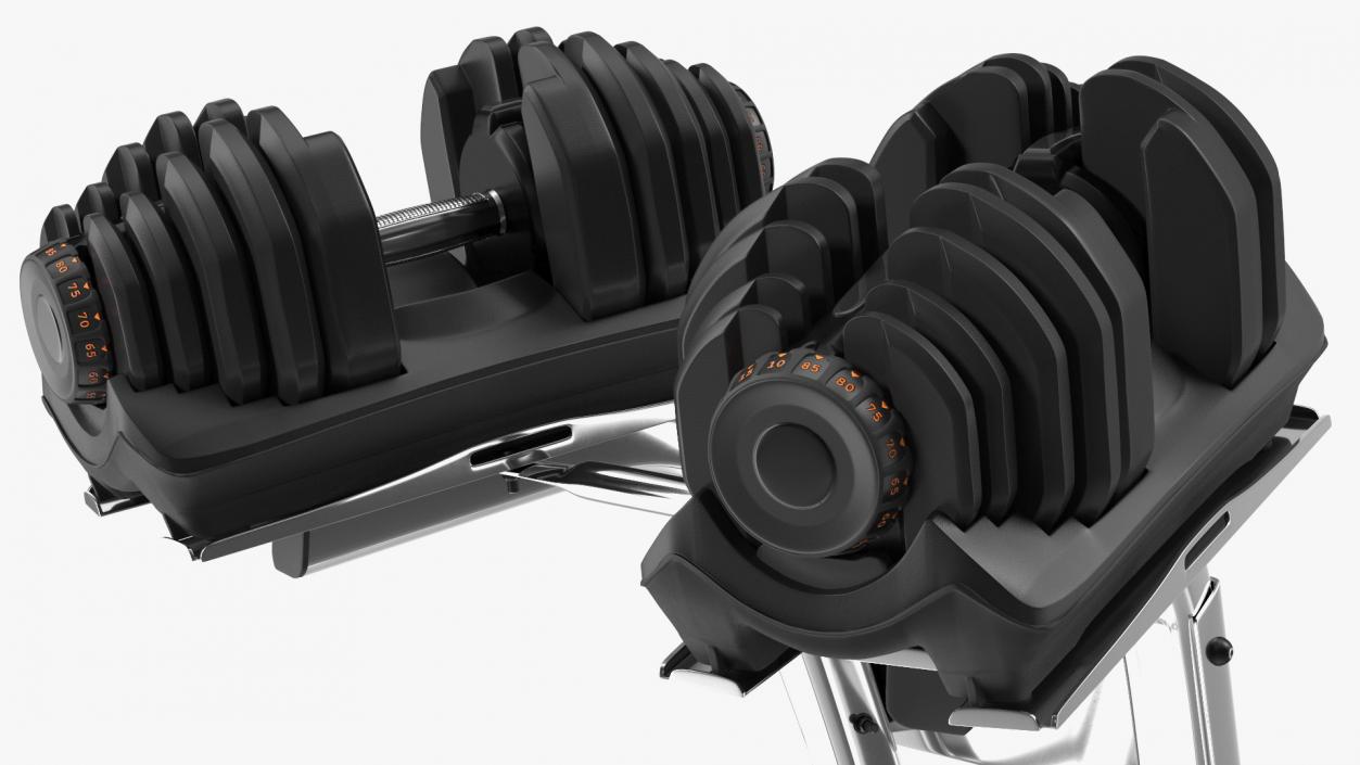 Fast Adjusting Dial Dumbbell with Rack Set 3D