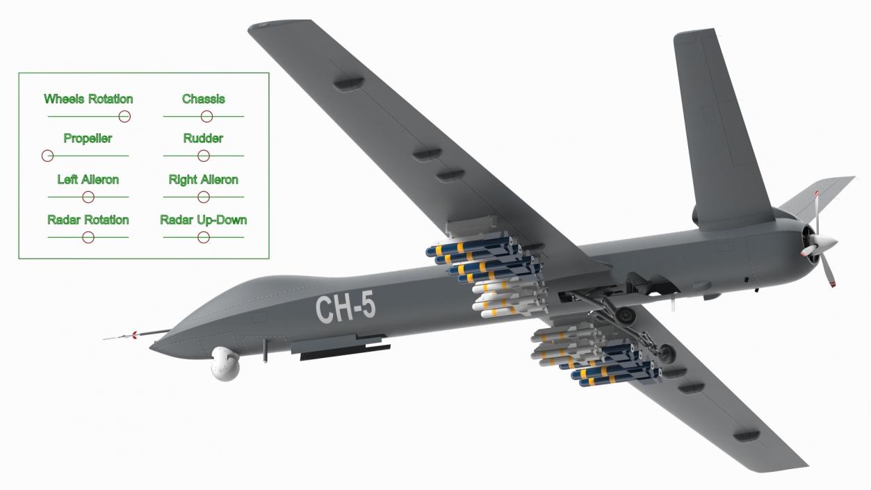 CH-5 Rainbow UAV Armed Rigged 3D model