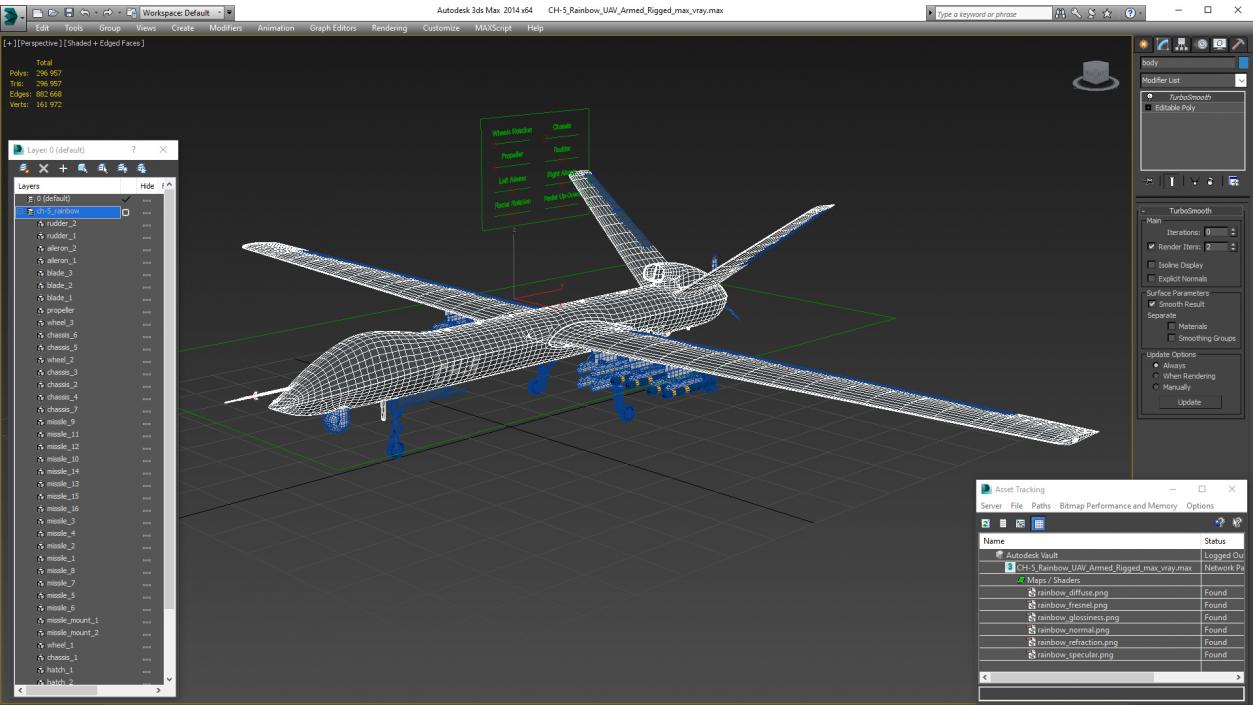 CH-5 Rainbow UAV Armed Rigged 3D model