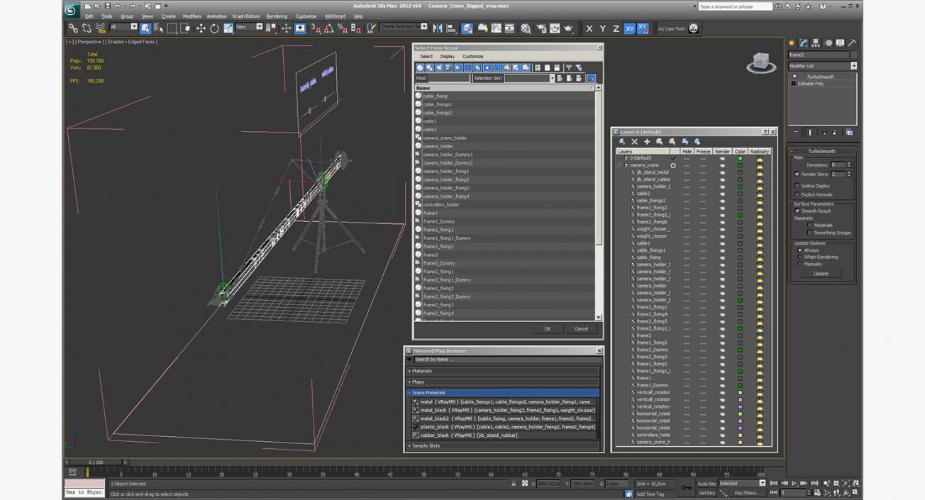 Camera Crane Rigged 3D model