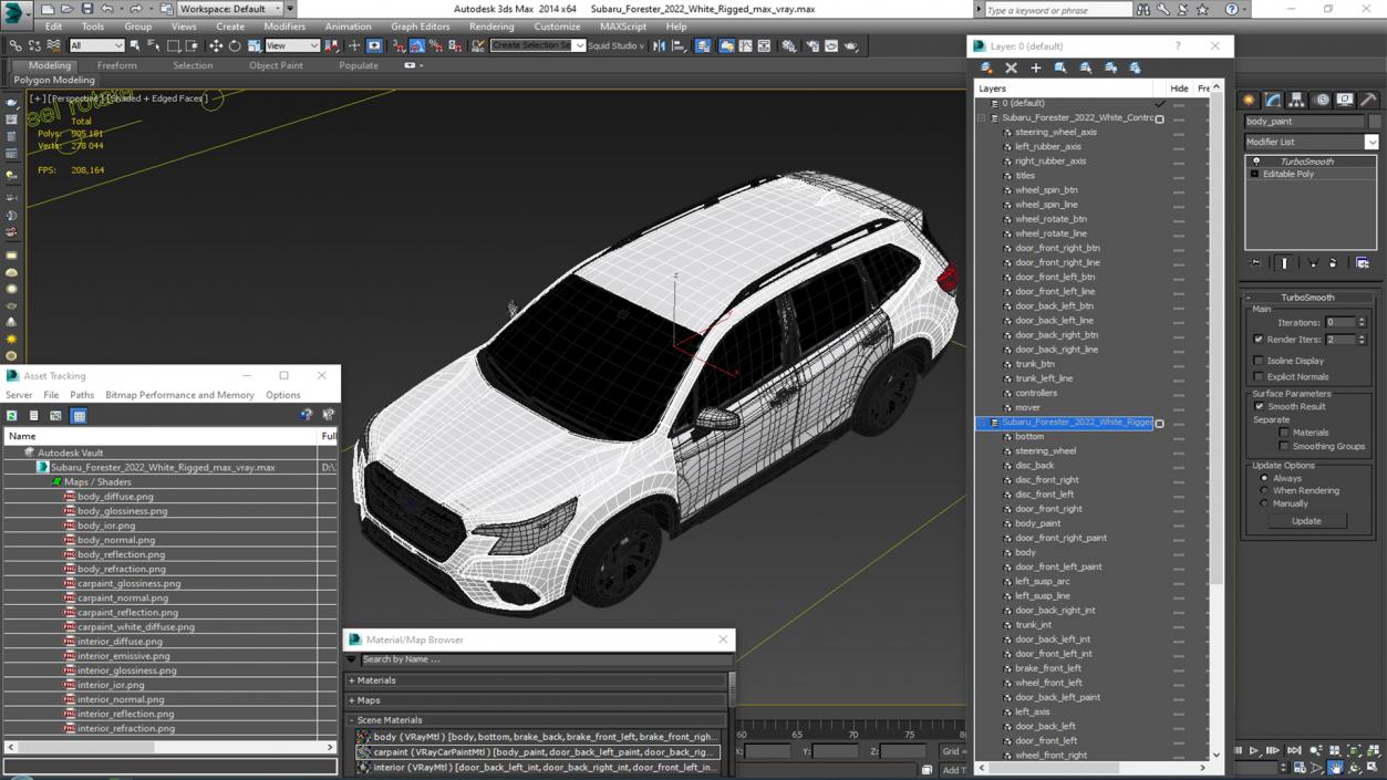 3D Subaru Forester 2022 White Rigged model