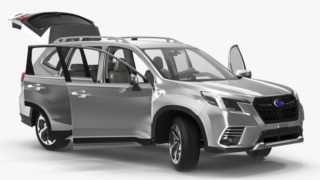 3D Subaru Forester 2022 White Rigged model