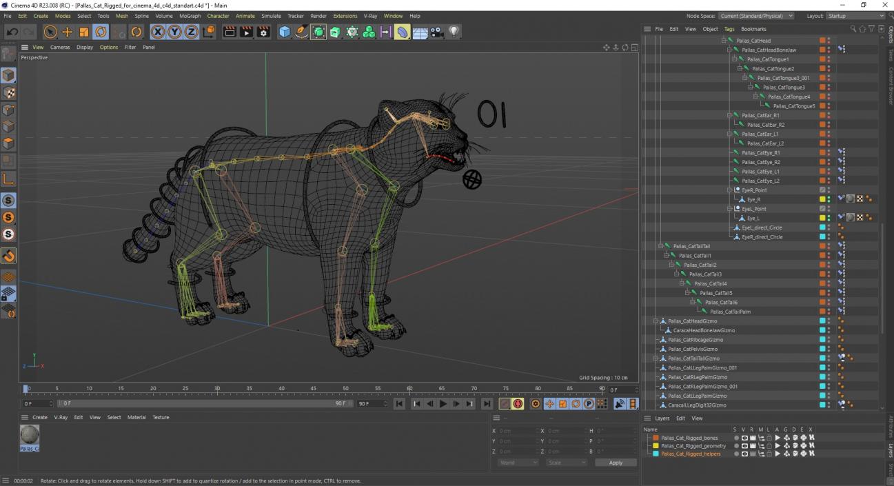 3D Pallas Cat Rigged for Cinema 4D