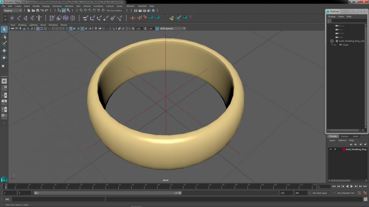 Gold Wedding Ring 3D