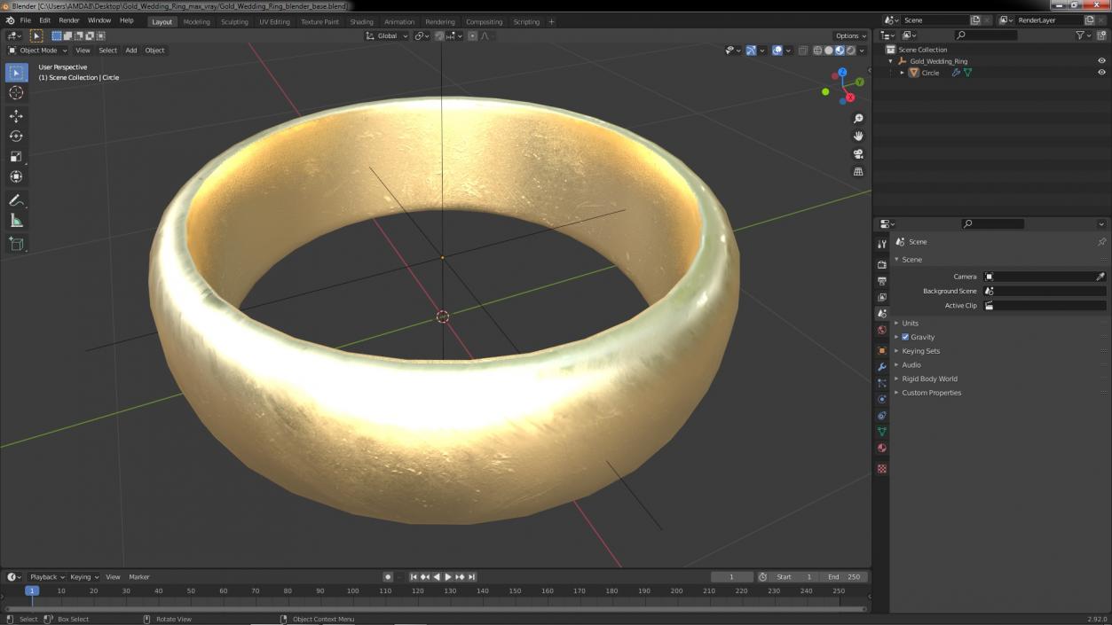 Gold Wedding Ring 3D