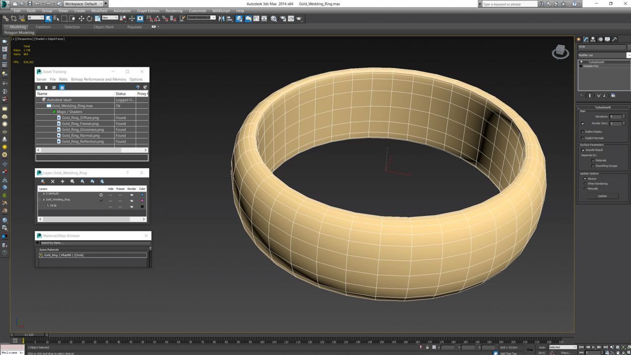 Gold Wedding Ring 3D