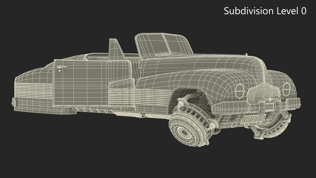 Old Hover Retro Car Yellow Rigged for Cinema 4D 3D