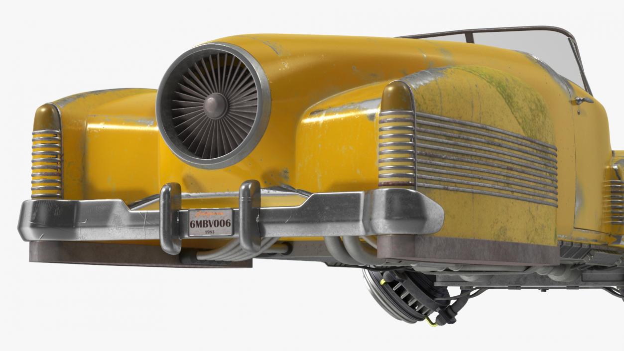 Old Hover Retro Car Yellow Rigged for Cinema 4D 3D