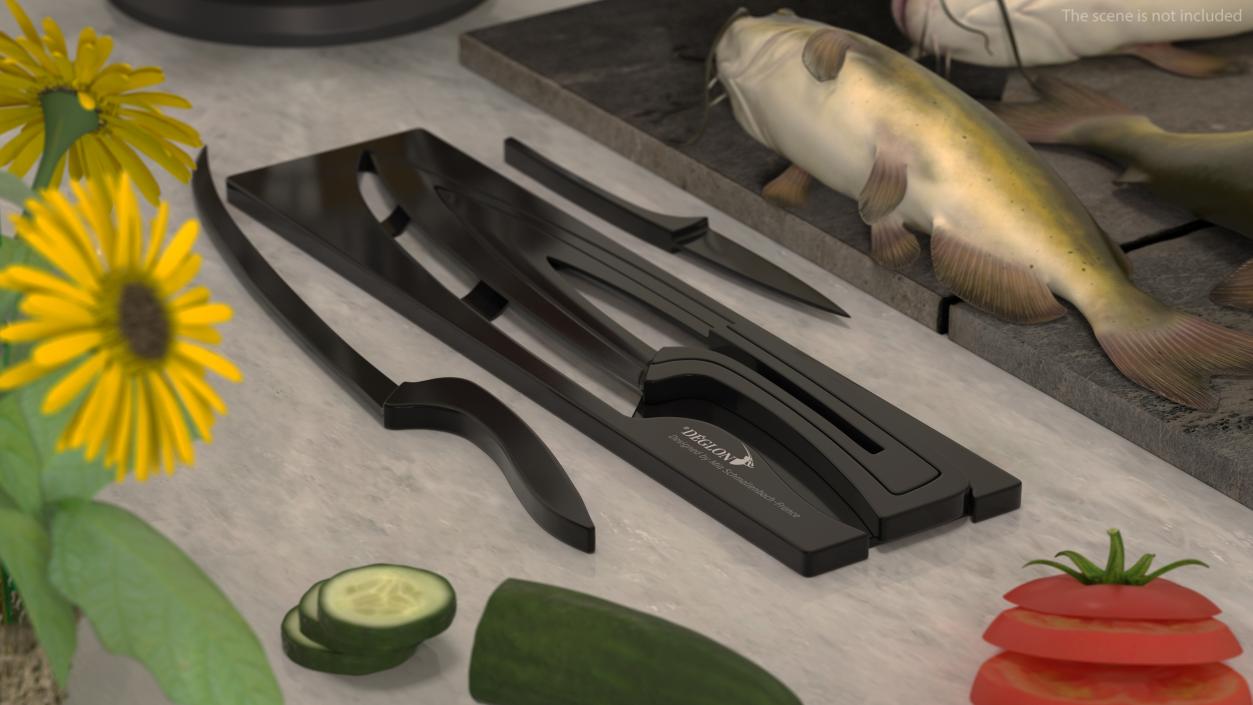 3D Kitchen Knife Set Deglon Meeting Black model