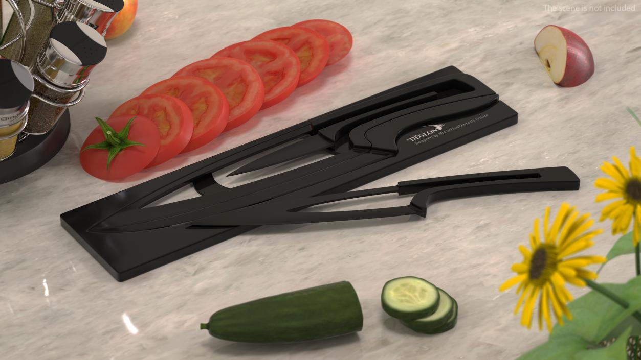 3D Kitchen Knife Set Deglon Meeting Black model