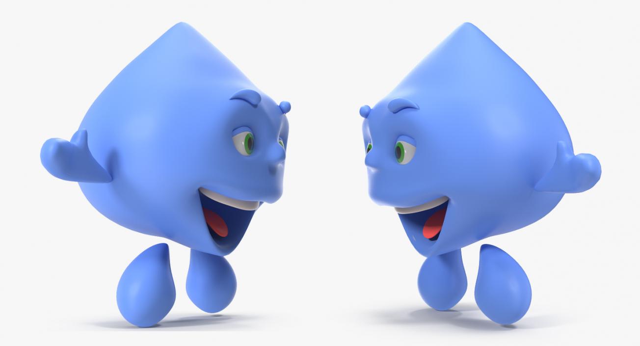 3D Cartoon Character Water Drop Smiling