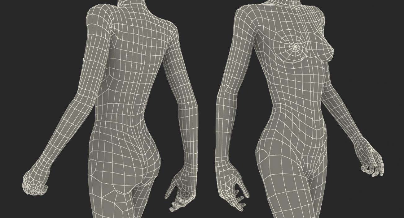 3D Female Dark Grey Mannequin Rigged model