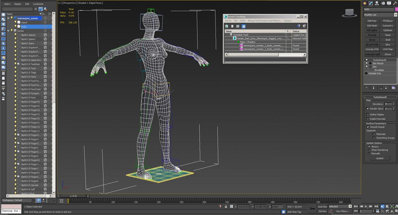 3D Female Dark Grey Mannequin Rigged model