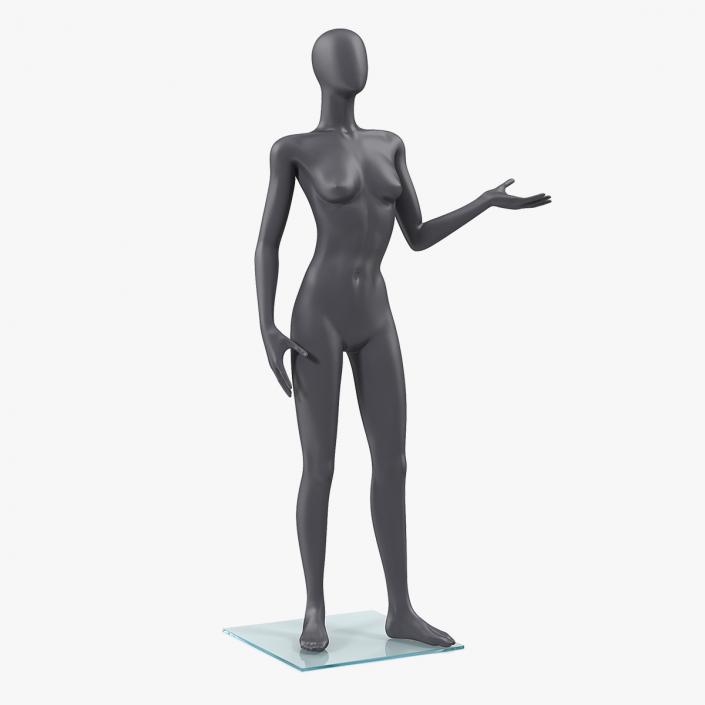 3D Female Dark Grey Mannequin Rigged model