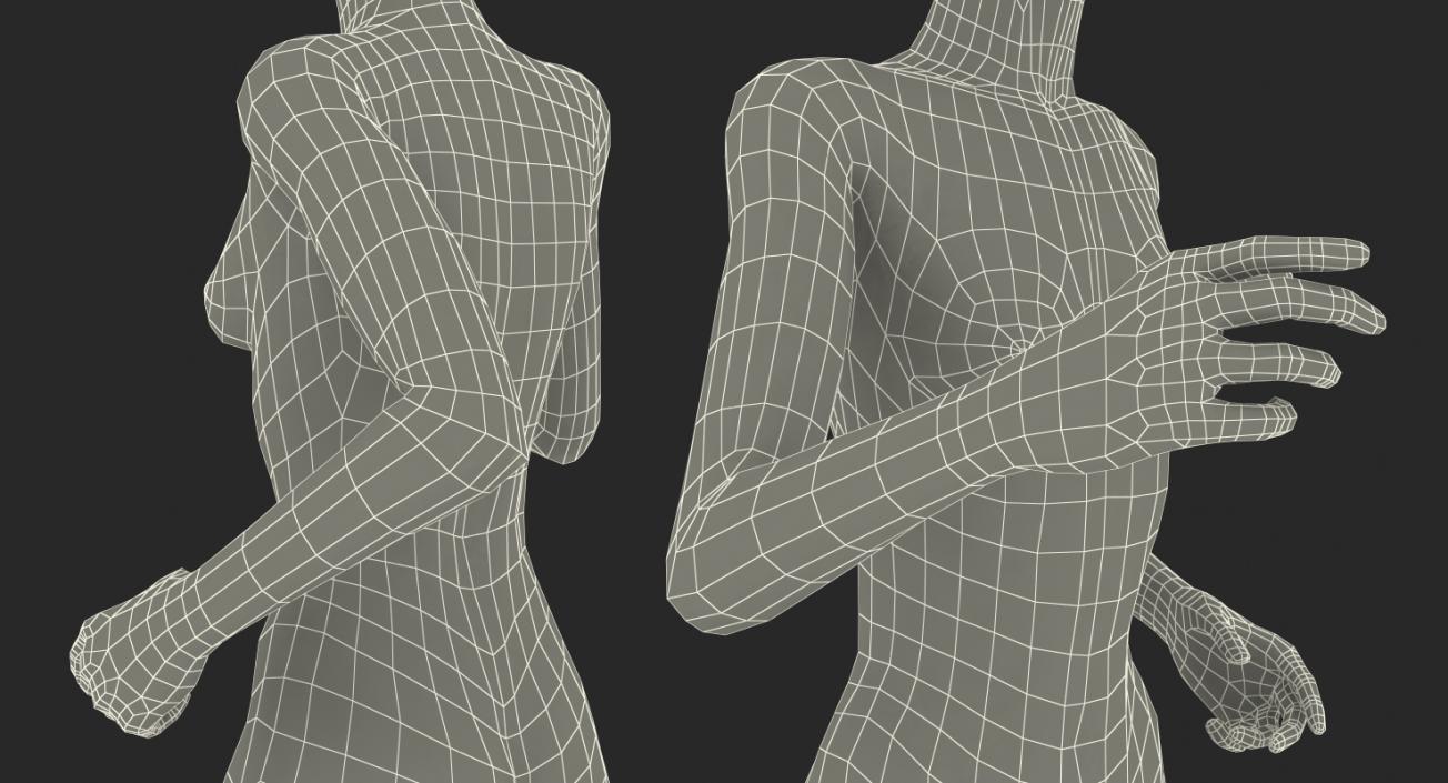 3D Female Dark Grey Mannequin Rigged model