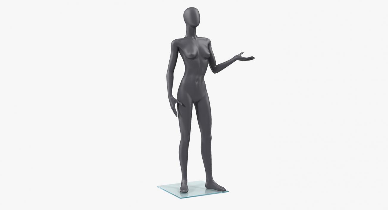 3D Female Dark Grey Mannequin Rigged model