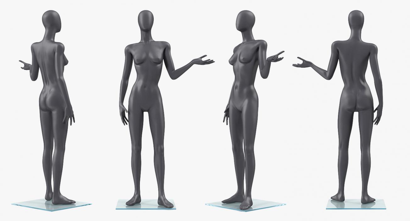 3D Female Dark Grey Mannequin Rigged model