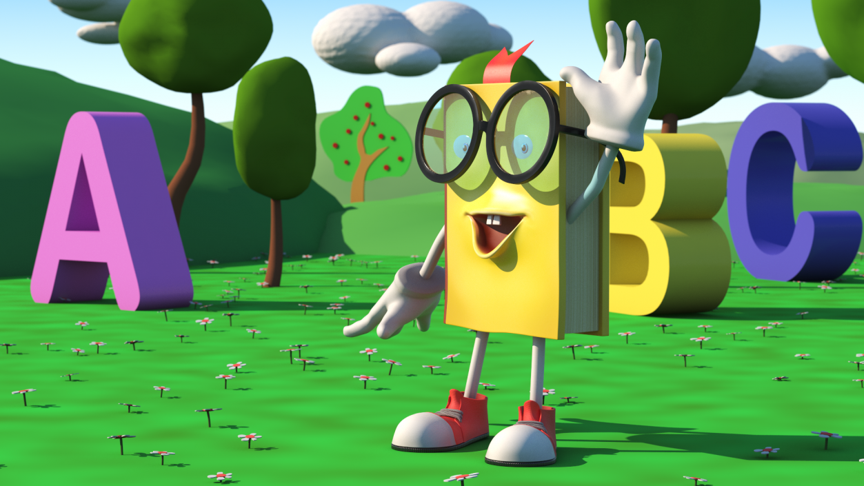 Cartoon Book Yellow Welcoming Pose 3D model