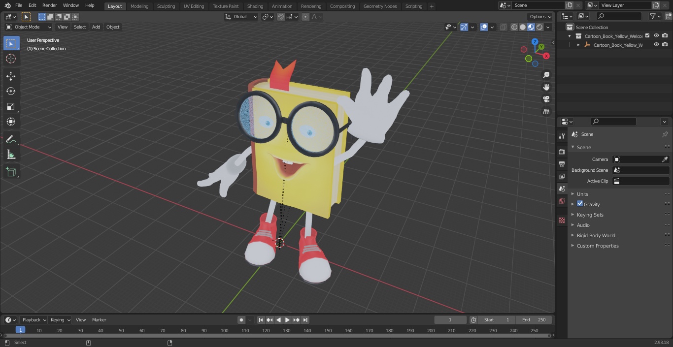 Cartoon Book Yellow Welcoming Pose 3D model