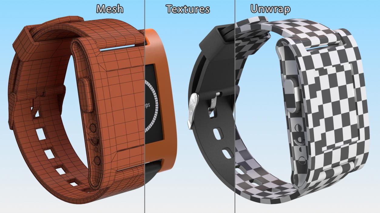 3D Included Pebble Smart Watch with Strap model