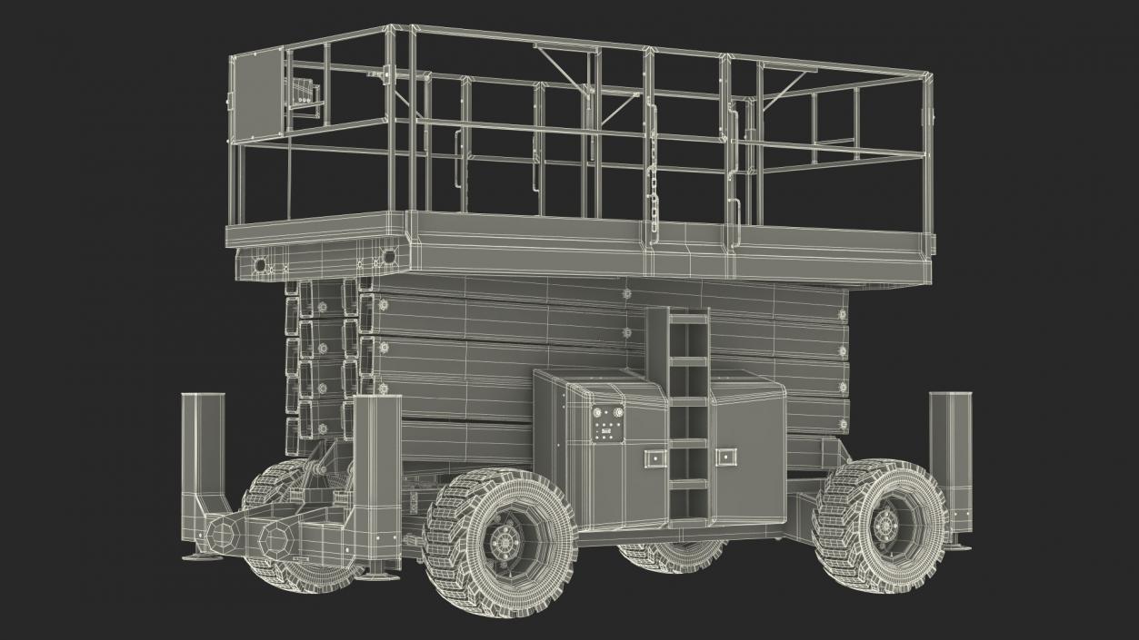 3D Scissor Lift Platform Rigged model