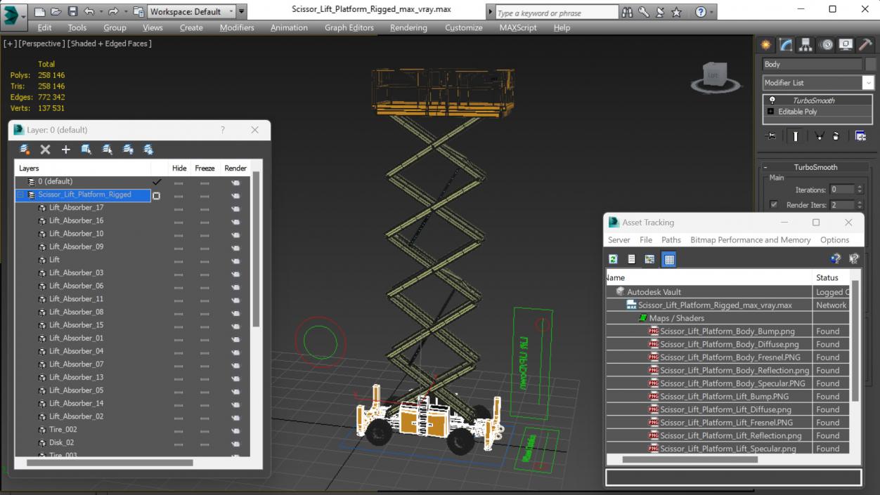 3D Scissor Lift Platform Rigged model