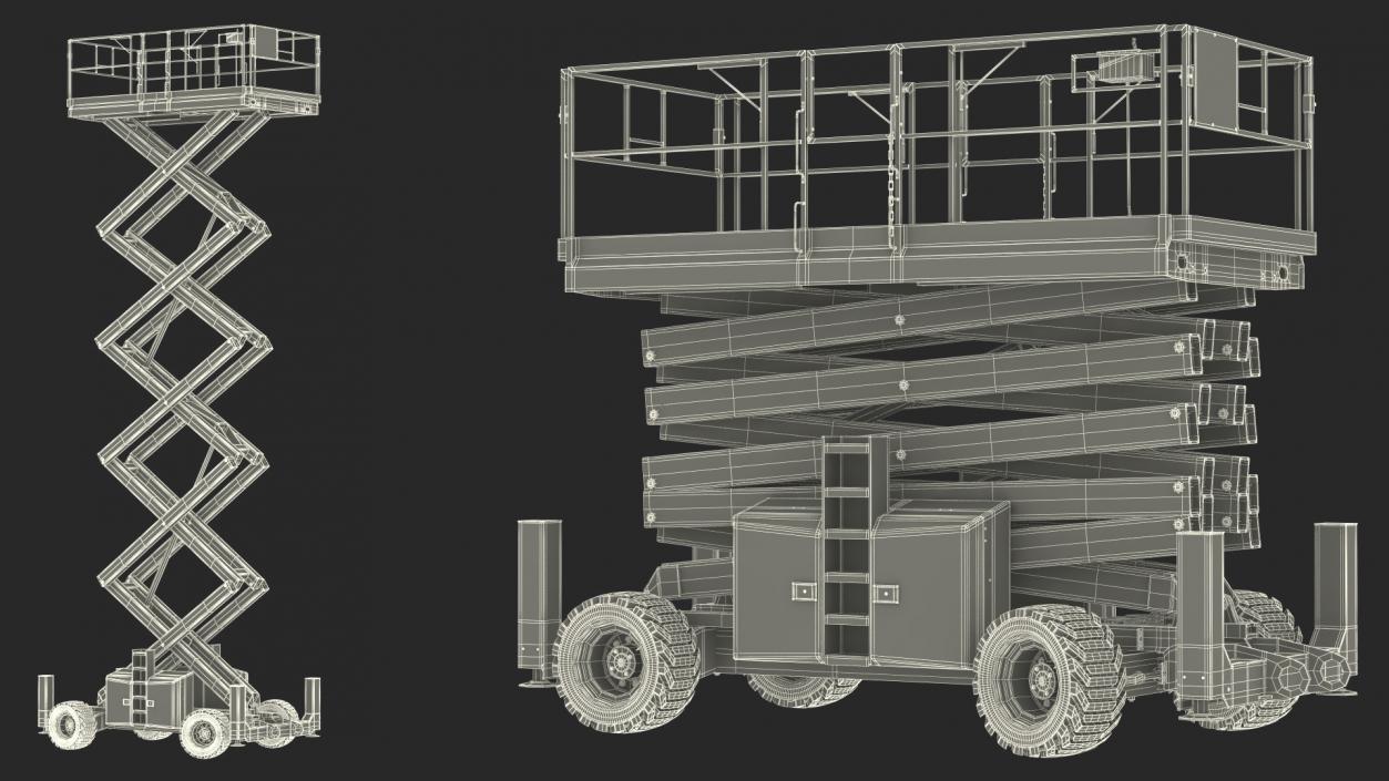 3D Scissor Lift Platform Rigged model