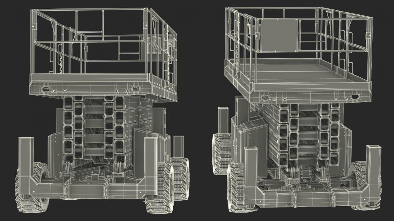 3D Scissor Lift Platform Rigged model