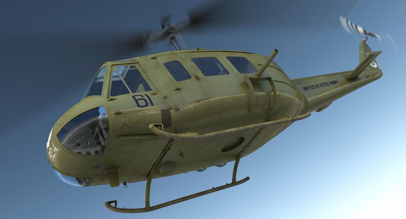 3D Military Utility Helicopter Bell UH-1 Iroquois