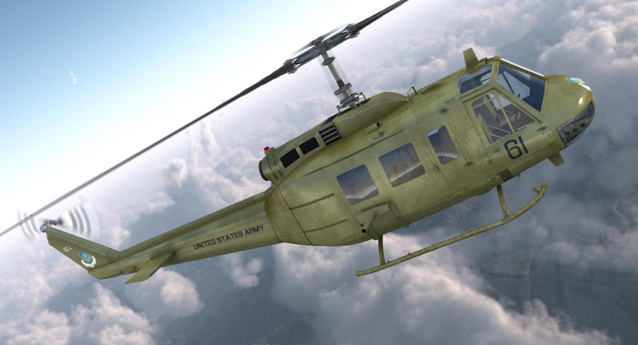 3D Military Utility Helicopter Bell UH-1 Iroquois