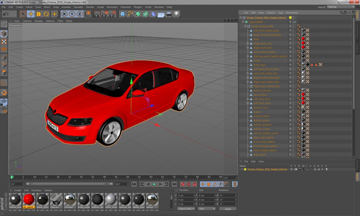 Skoda Octavia 2016 Simple Interior 3D model