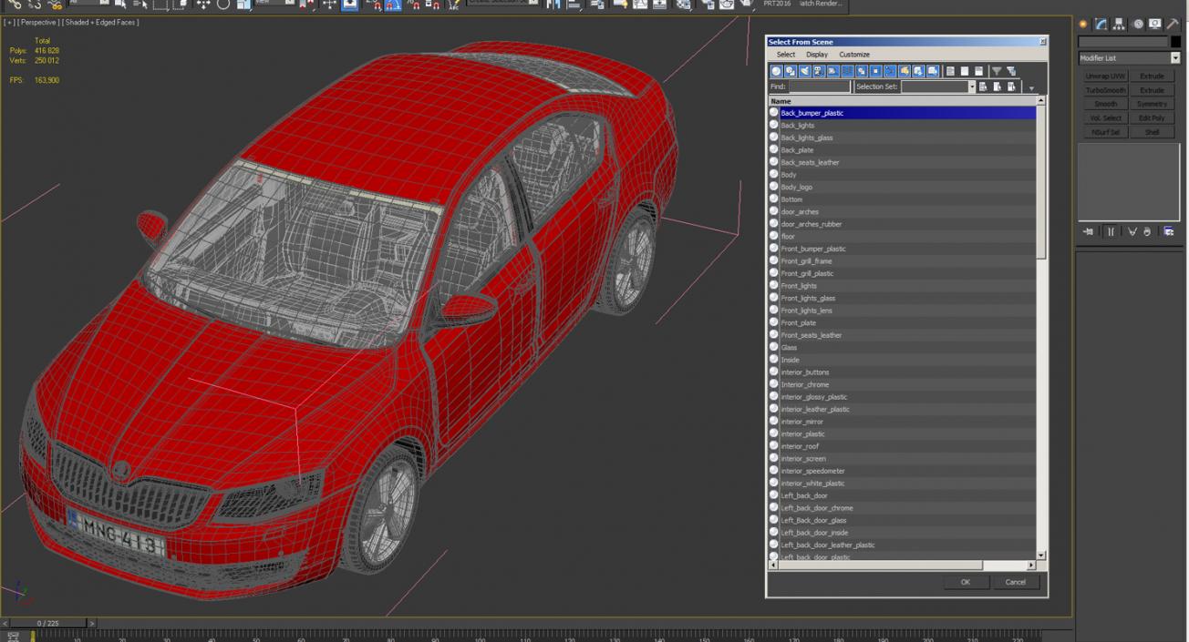 Skoda Octavia 2016 Simple Interior 3D model