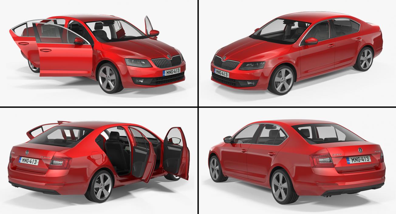 Skoda Octavia 2016 Simple Interior 3D model