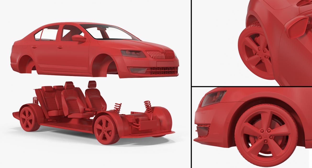 Skoda Octavia 2016 Simple Interior 3D model