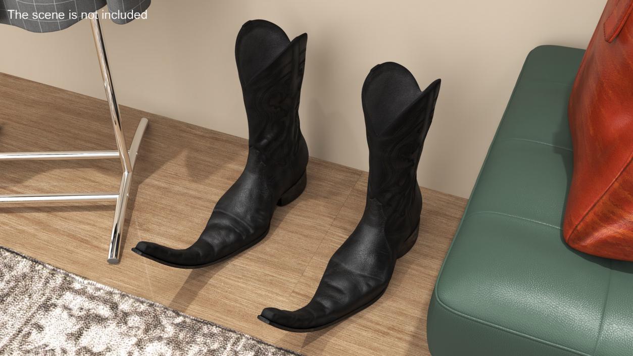 3D model Mexican Guarachero Boots Black